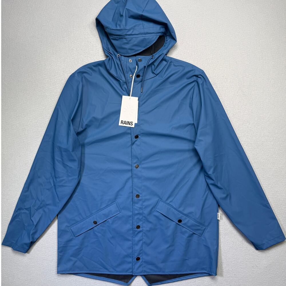 Rains Men's Waterproof Hooded Rain Jacket, pulse dark blue Large $110